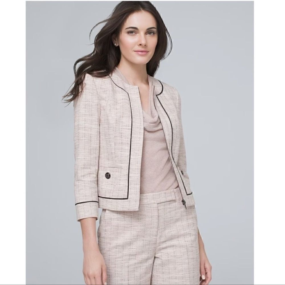 White House Black Market- Contrast Tweed Suiting Jacket Blazer Preppy, Size 8